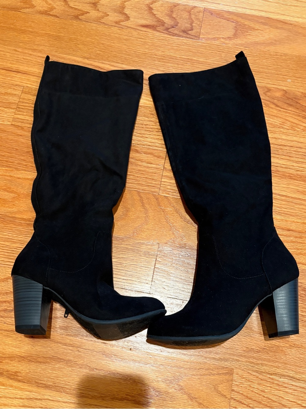 Black Mid-Calf Block Heel Women's Boots-Old Navy